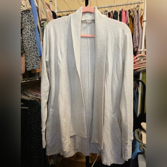Athleta Sweaters - Athleta Size Large Oatmeal Cotton Modal Open Front Cardigan Pockets